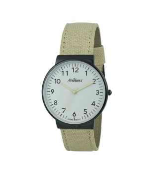 Мъжки аналогов часовник с кожена каишка в бежово снимка