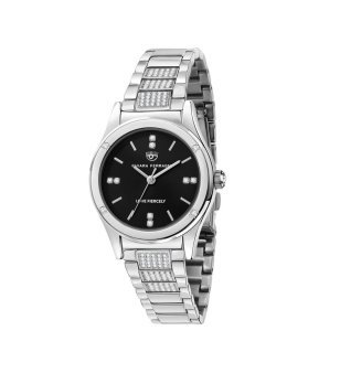 Аналогов дамски часовник в сребристо с черен циферблат снимка