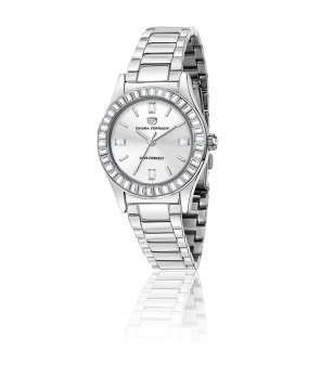 Дамски сребрист часовник с камъни снимка