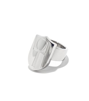 Дамски сребрист пръстен с релефен символ размер 11 снимка