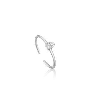 Сребрист пръстен с катинарче с камъчета снимка