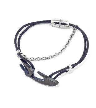 Дамска гривна в черно с метална верижка снимка