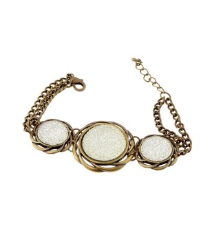 Дамска гривна в цвят старо злато с кръгли детайли с кристали снимка