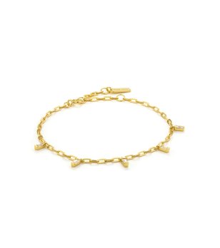 Дамска златиста гривна с висулки с кристали снимка