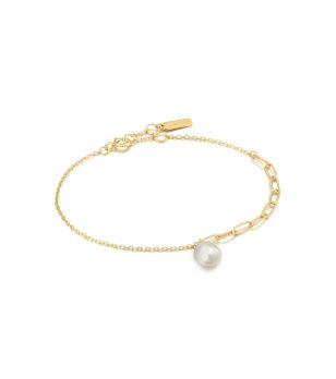 Дамска златиста гривна с перла снимка