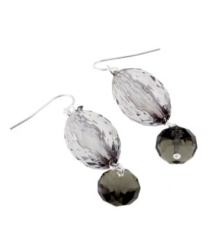 Дамски висящи обеци с кристали в сиво снимка