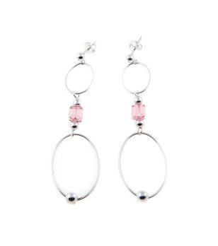 Дълги висящи сребристо обеци с халки снимка