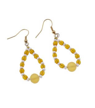 Висящи обеци с жълти мъниста снимка