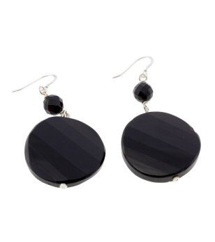 Дамски обеци с черна висулка снимка