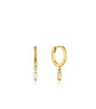 Златисти обеци с висящ елемент снимка