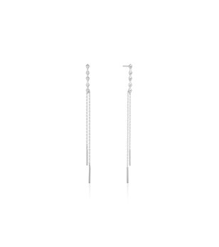 Дълги сребристи обеци с верижки  снимка