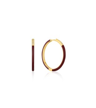 Обеци с кръгла форма в златисто и бордо снимка
