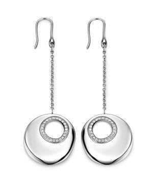 Дълги сребристи обеци с висулка снимка