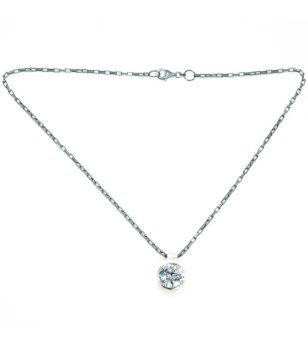 Дамско сребристо колие с висулка с камък снимка