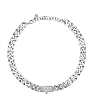 Дамско сребристо колие с кристалчета снимка