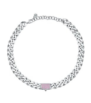 Сребристо колие с розов детайл снимка