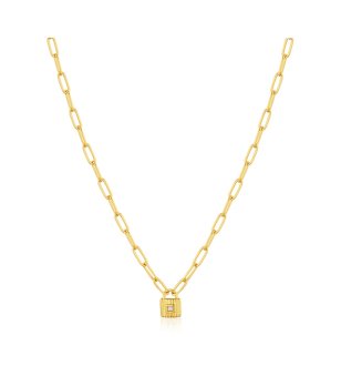 Златисто дамско колие с верижка с катинарче снимка