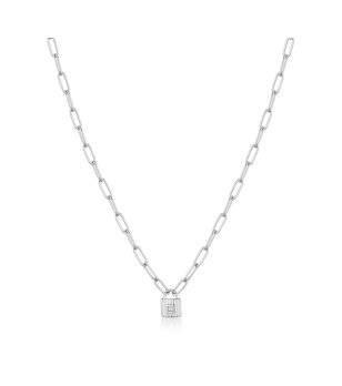 Дамско сребристо колие с катинарче снимка