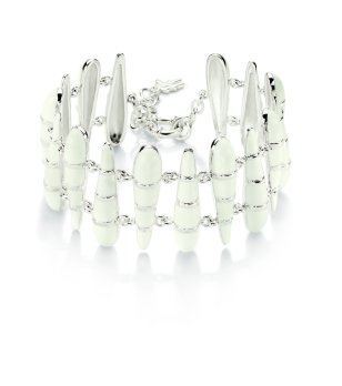 Дамска гривна в сребристо и цвят крем снимка