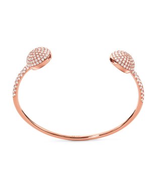 Бляскава розовозлатиста гривна с кристали снимка