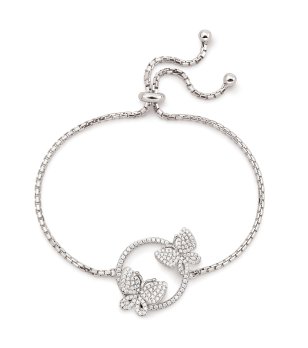 Сребриста дамска гривна с пеперуди снимка