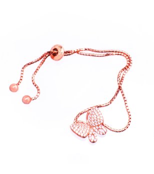 Розовозлатиста дамска гривна с пеперуда снимка