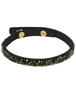 Елегантна черна дамска гривна със кристали снимка