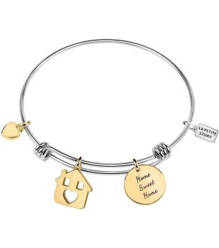 Сребриста гривна със златисти  висулки снимка