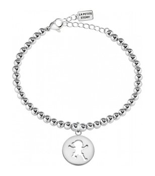 Дамска сребриста  гривна с висулка момченце снимка