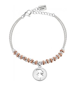 Дамска гривна в сребристо и златисто с висулка момиченце снимка