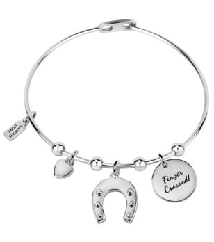 Сребриста дамска гривна с висулки подкова снимка