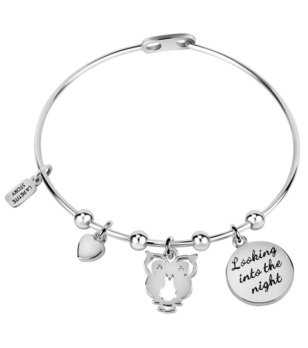 Сребриста гривна с талисмани и бухал снимка