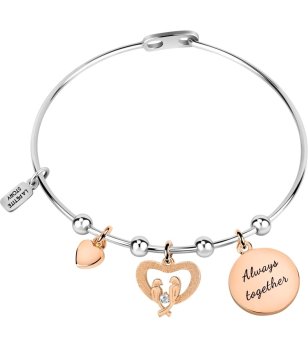 Дамска сребриста гривна с висулки в розовозлатисто снимка