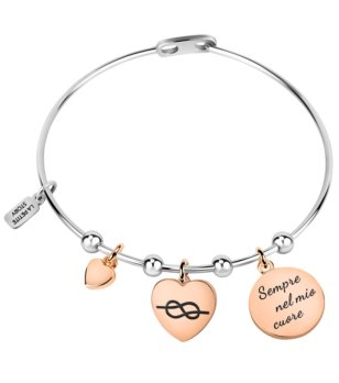 Сребриста дамска гривна с висулки в розовозлатисто снимка