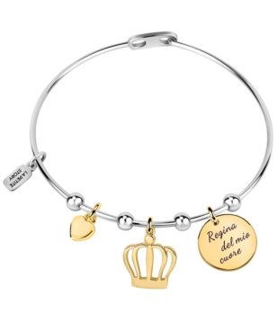 Сребриста гривна с висулки в златисто  снимка