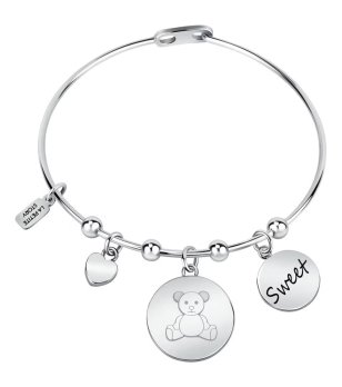 Дамска сребриста гривна с висулки мечета снимка