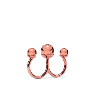 Двоен розов пръстен с топчета размер 56 снимка