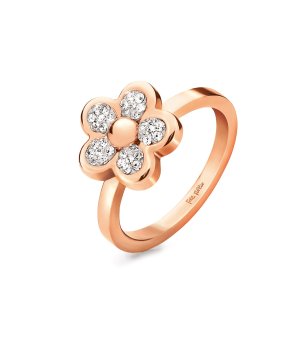 Дамски розовозлатист пръстен с цвете с кристали размер 50 снимка