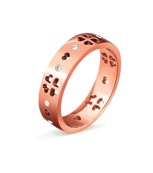 Дамски розовозлатист пръстен с орнаменти размер 56 снимка