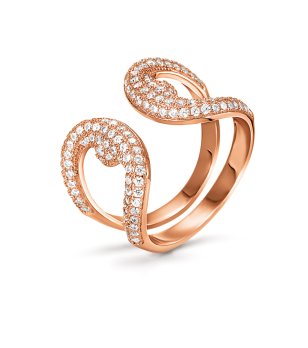 Дамски пръстен в розовозлатисто с камъни размер 52 снимка