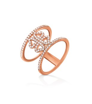 Пръстен в розовозлатисто с кристали размер 56 снимка