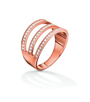 Дамски розовозлатист пръстен с кристали размер 52 снимка