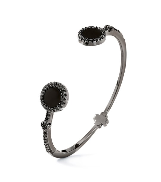 Дамска гривна в цвят графит с кръгли елементи снимка