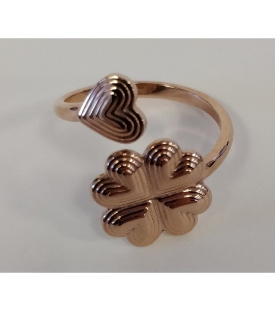 Дамски пръстен със сърце и детелина размер 52 снимка