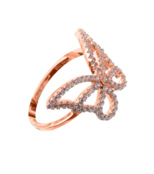 Розовозлатист дамски пръстен с пеперуда с кристали размер 50 снимка