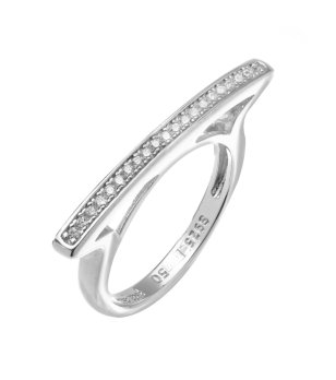 Дамски пръстен в сребристо с кристали размер 52 снимка