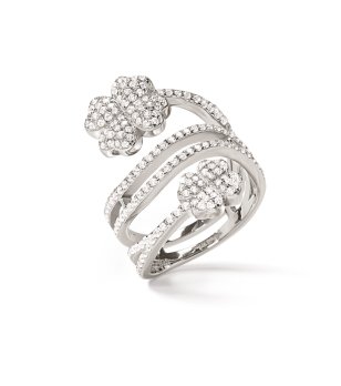 Дамски пръстен с кристали и  детелини размер 52 снимка