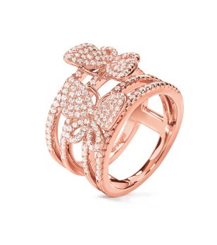 Дамски розовозлатист пръстен с пеперуди размер 54 снимка