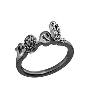 Дамски черен пръстен с надпис размер 56 снимка