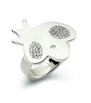 Сребрист пръстен с форма на калинка размер 56 снимка